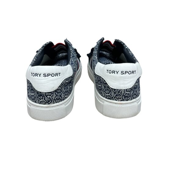 Tory Burch Sport Gemini Leather Jacquard Ruffle Slip on Women's Sneakers sz 7.5 - Picture 4 of 9